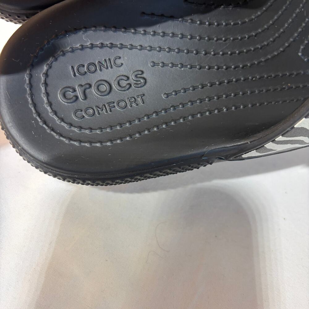 Crocs Sandals Flip Flops Classic Animal Remix Two Strap Slides Black Brown 9 - Picture 6 of 7